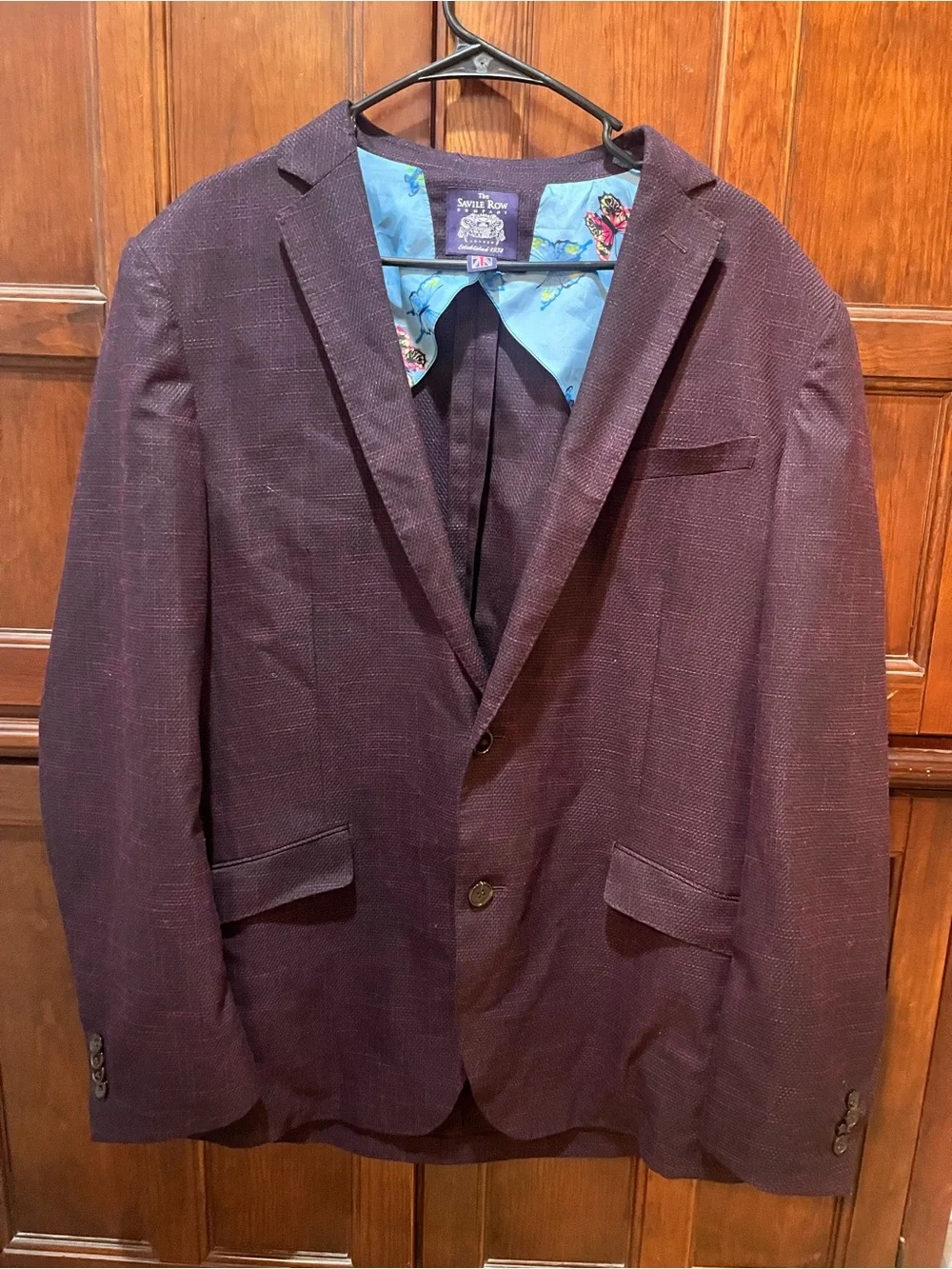 Men's Maroon Blazer 44L the Savile Row Company Shoreditch butterfly lining